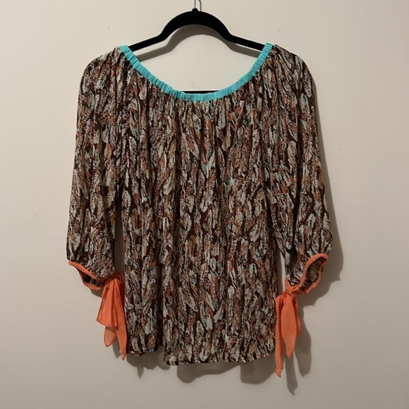 Umgee Women’s Small Sheer Abstract Colorful Blouse Shirt Top Fairy Cottagecore - Picture 2 of 6